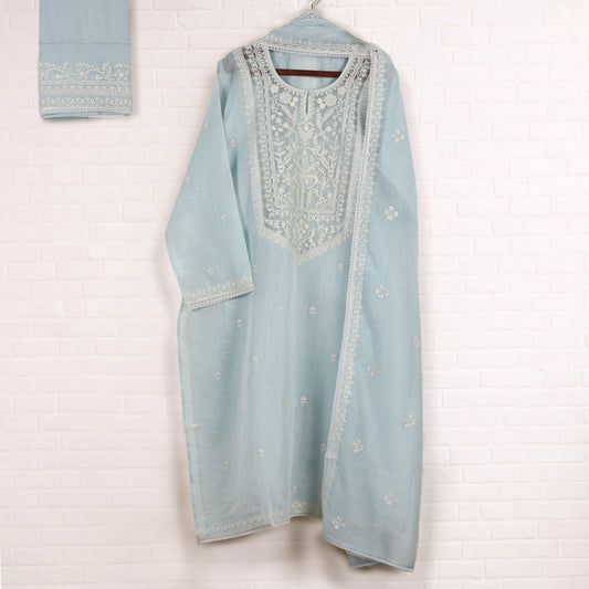 Semi Stitched Chanderi Suit