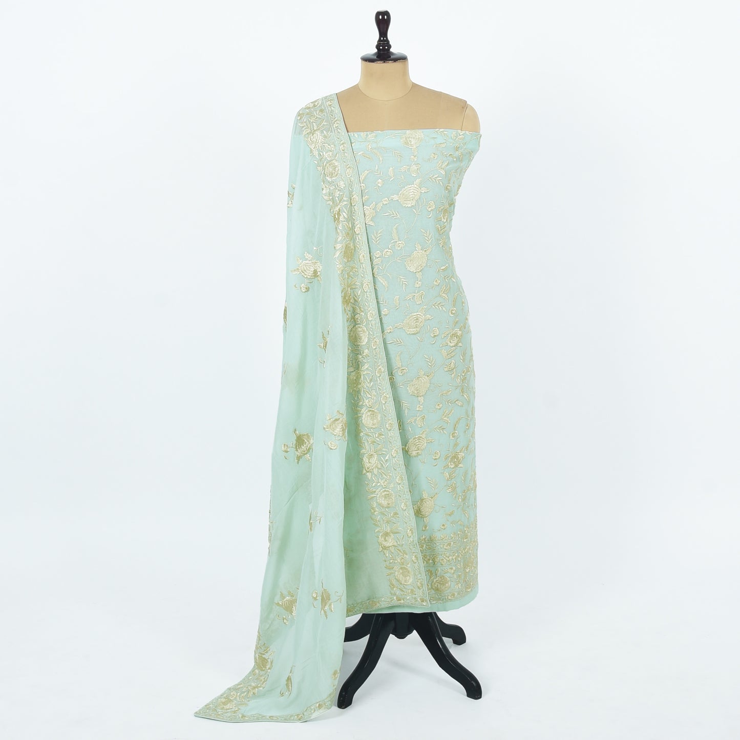 Unstitched Chanderi Suit Set