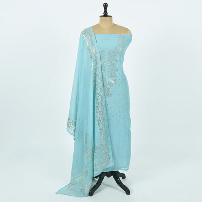 Unstitched Chanderi Suit Set