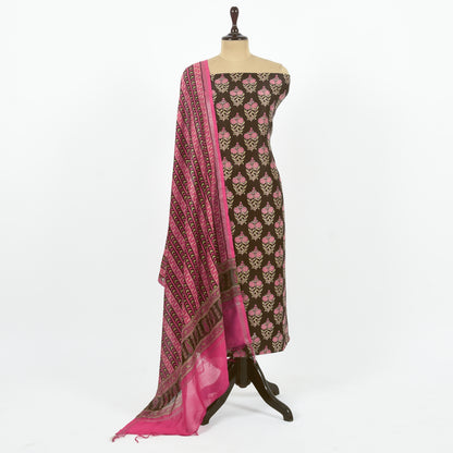 Unstitched Chanderi Suit Set