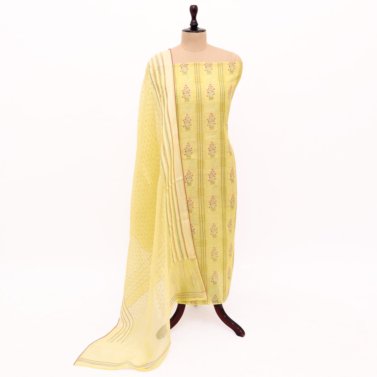 Unstitched Chanderi Suit Set