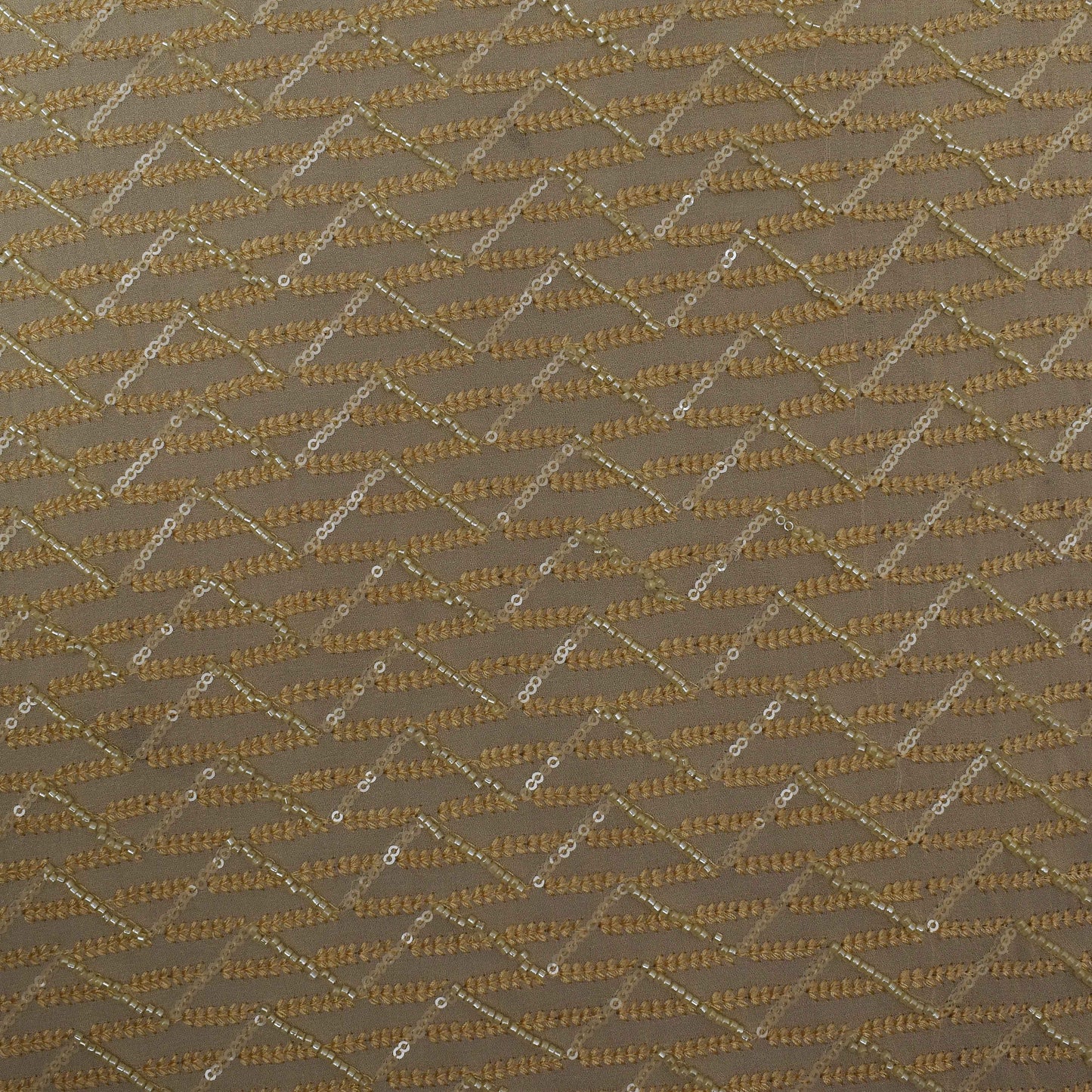 Cream Color Georgette Embroidery Fabric