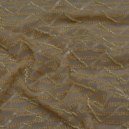 Cream Color Georgette Embroidery Fabric