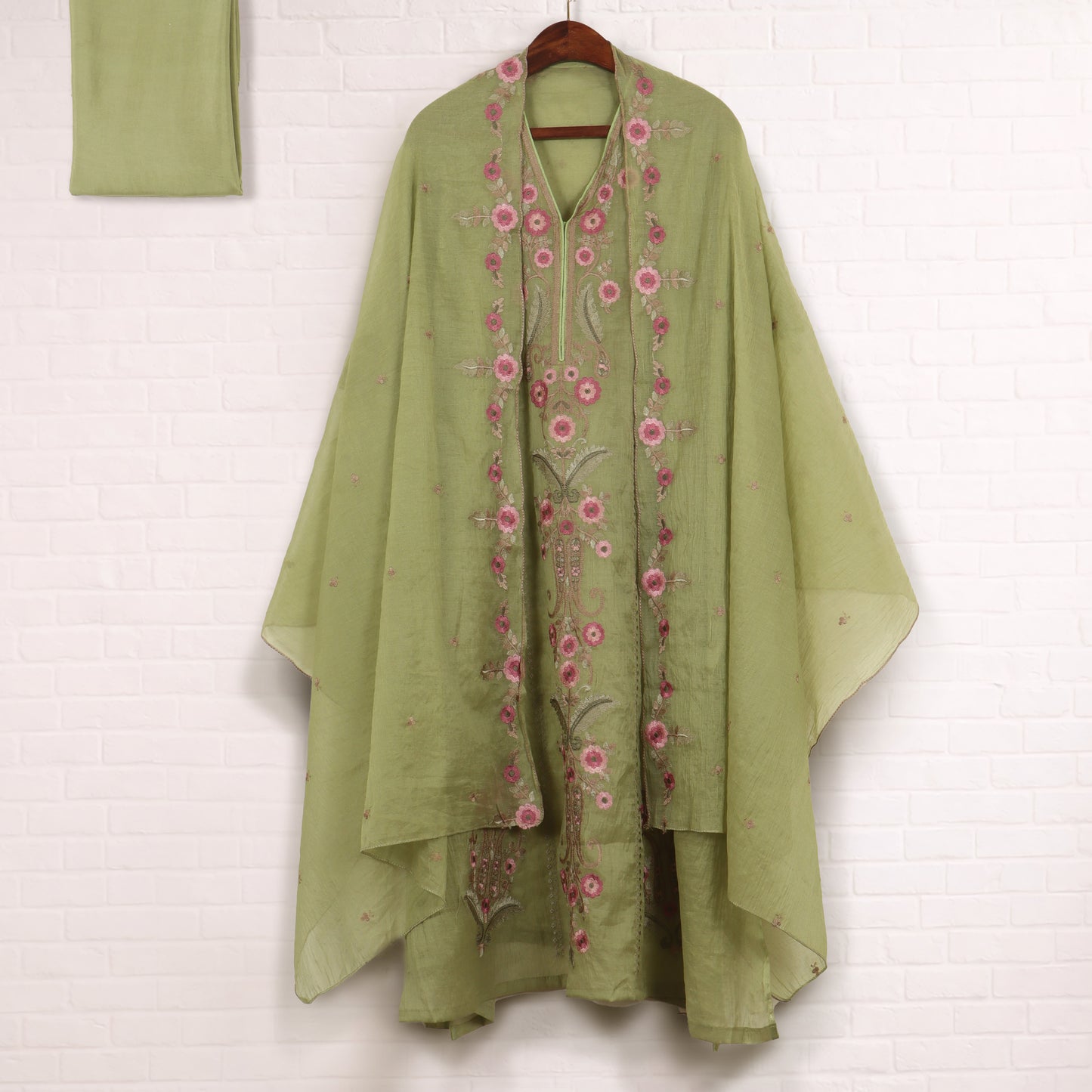 Semi Stitched Chanderi Suit