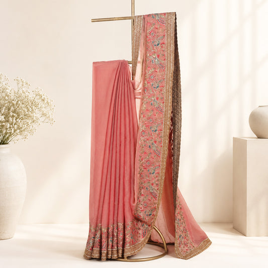 Peach Pink Saree