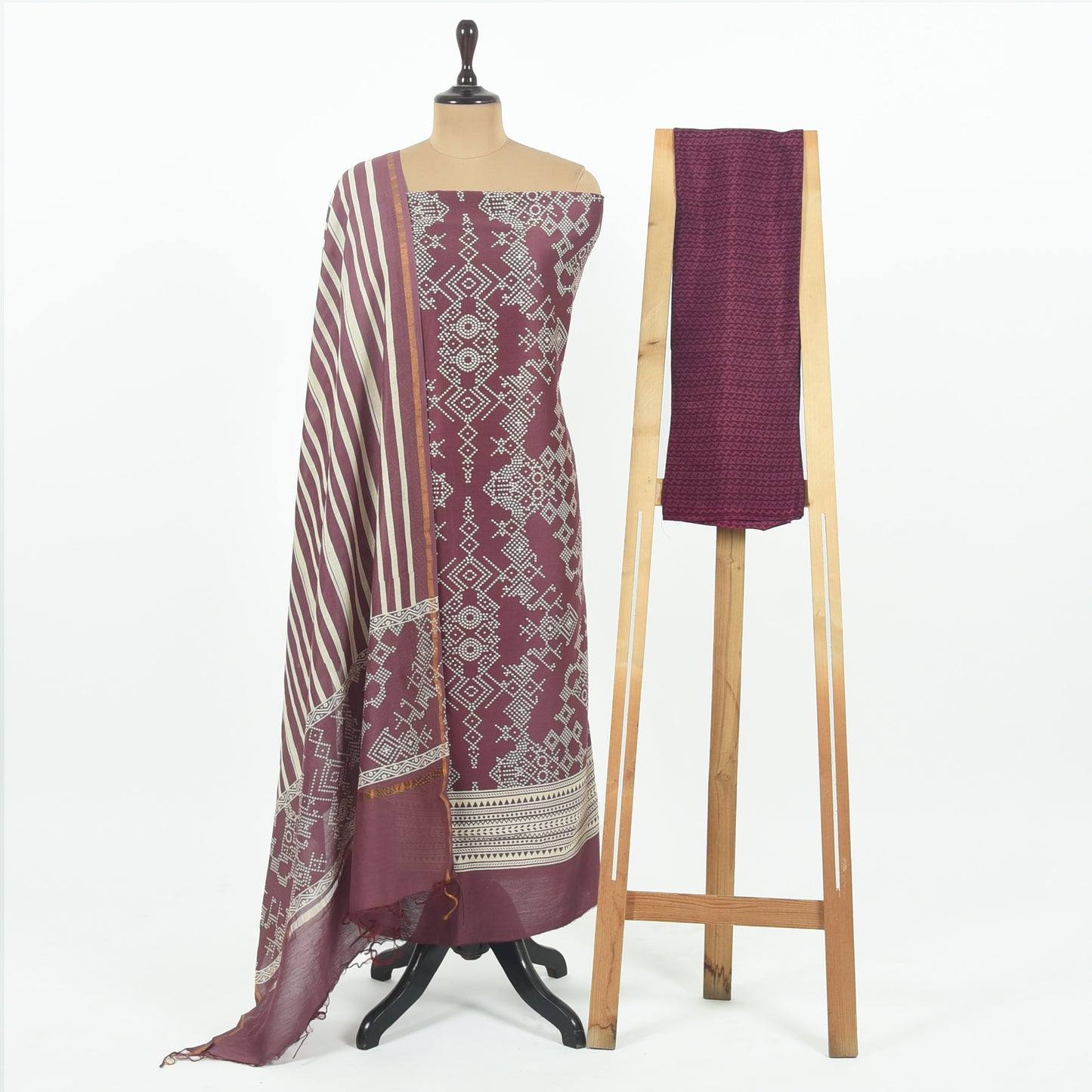 Unstitched Chanderi Suit Set