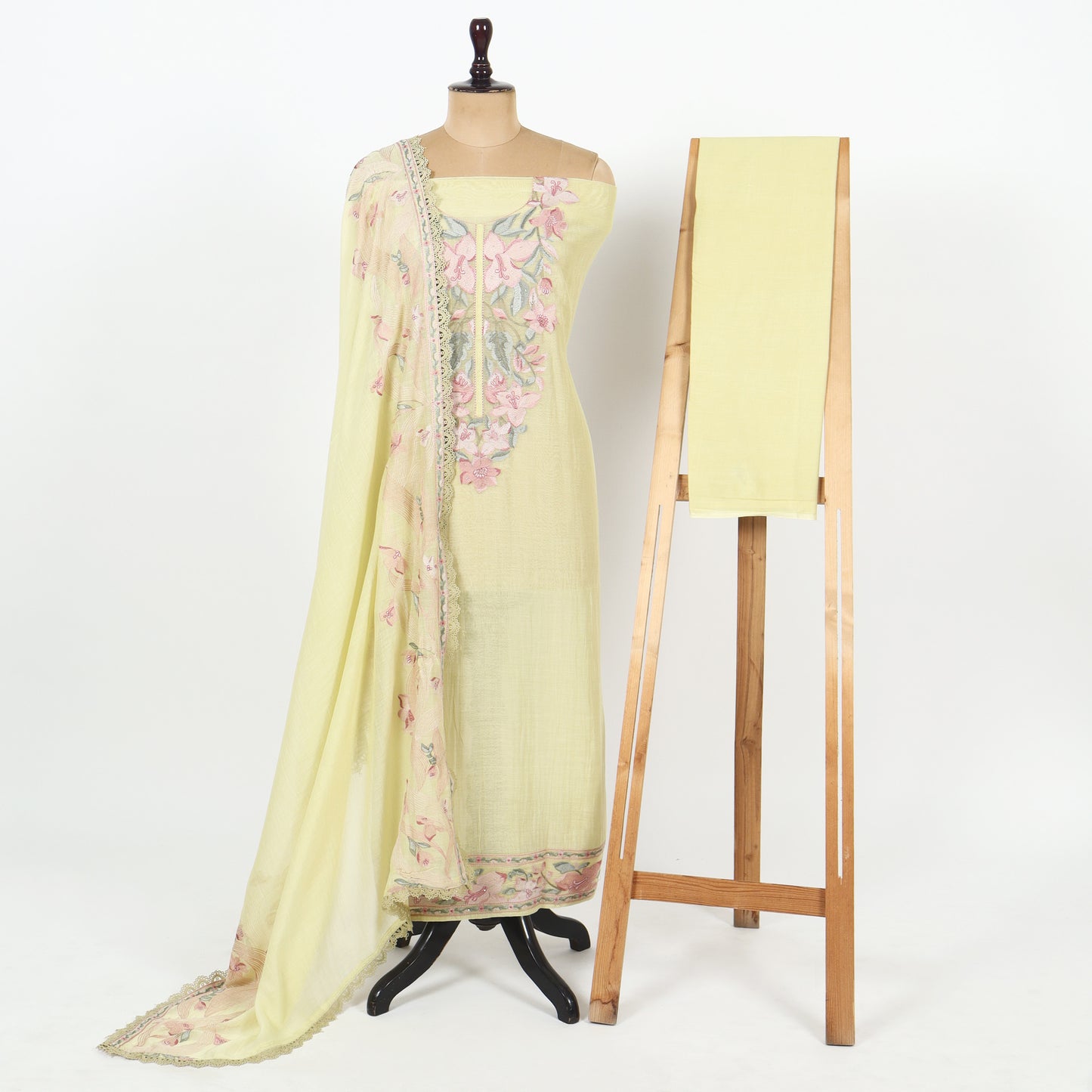 Unstitched Chanderi Suit Set