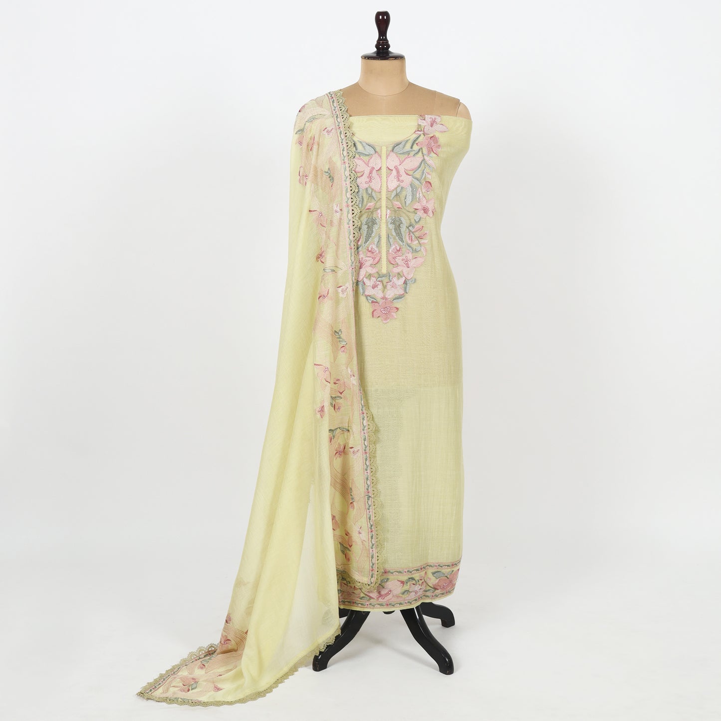 Unstitched Chanderi Suit Set