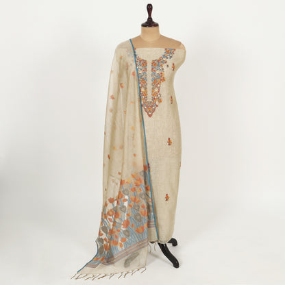 Unstitched Chanderi Suit Set