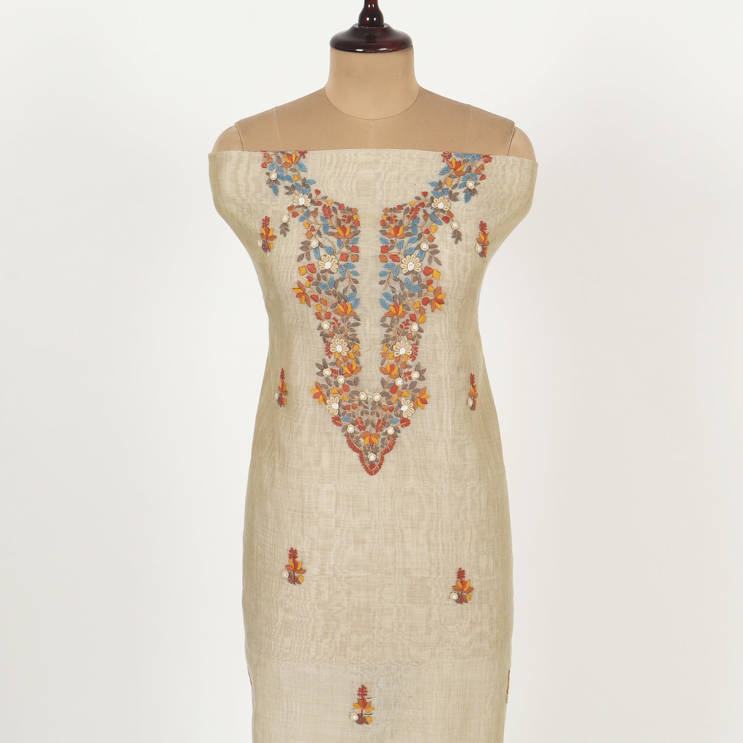 Unstitched Chanderi Suit Set