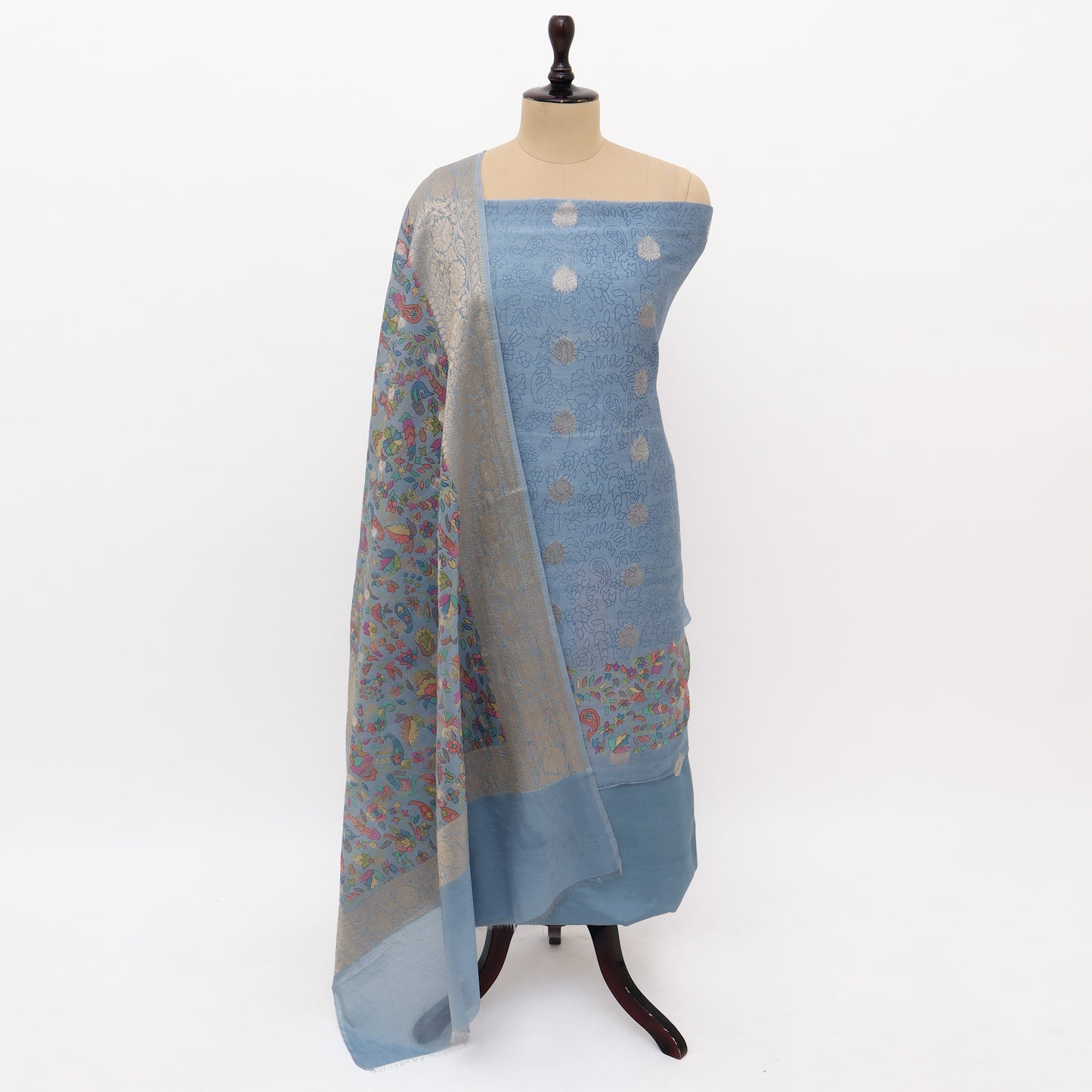 Unstitched Chanderi Suit Set