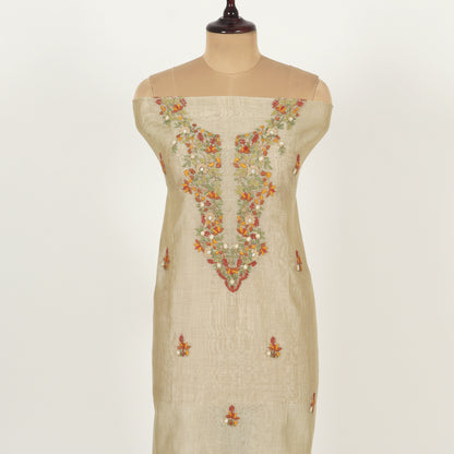 Unstitched Chanderi Suit Set