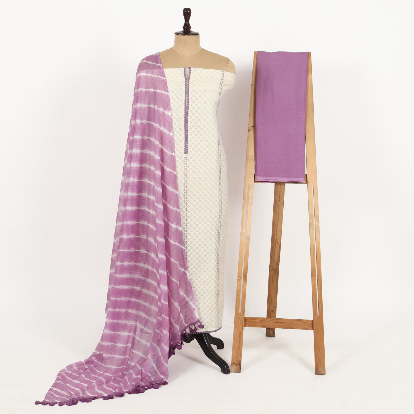 Unstitched Chanderi Suit Set