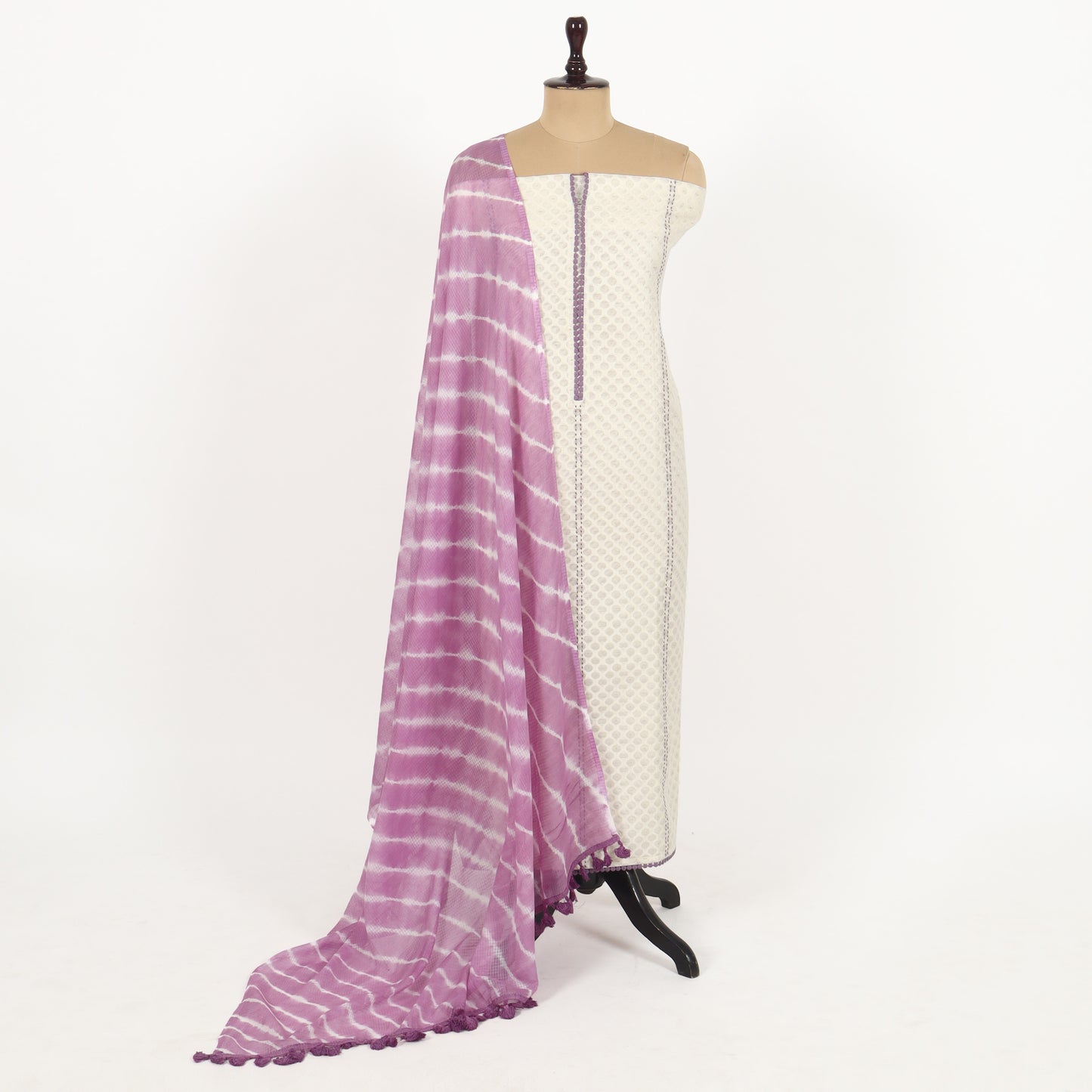 Unstitched Chanderi Suit Set