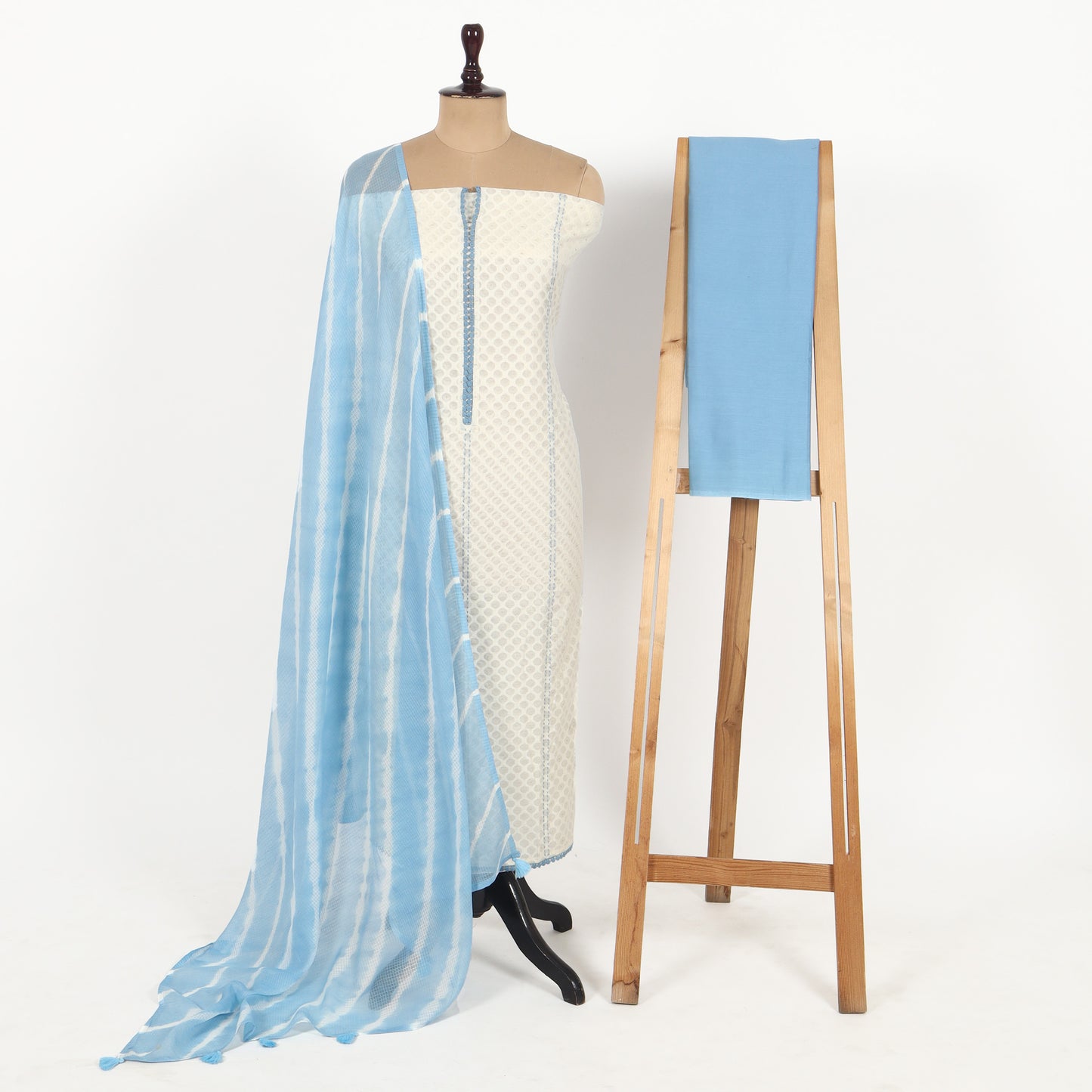 Unstitched Chanderi Suit Set