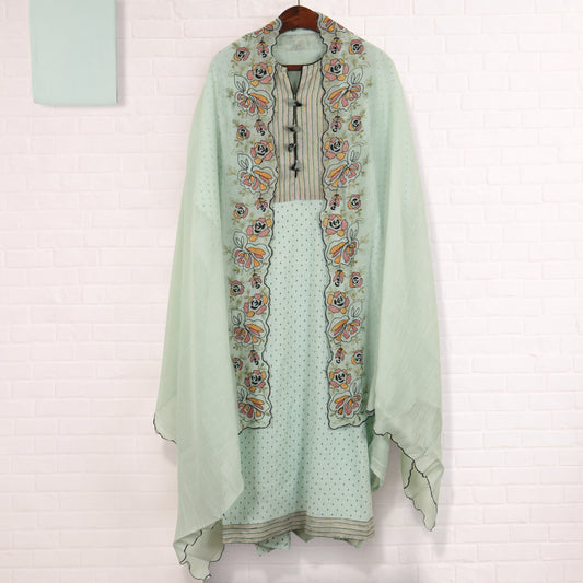 Semi Stitched Chanderi Suit