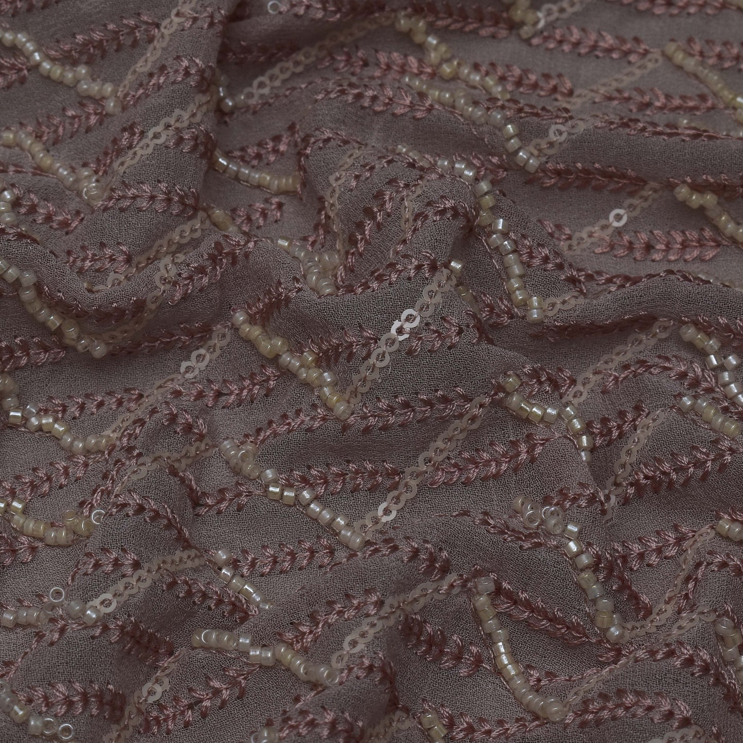 Grey Color Georgette Embroidery Fabric