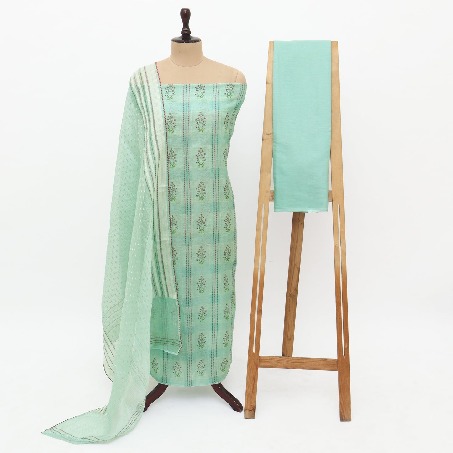 Unstitched Chanderi Suit Set