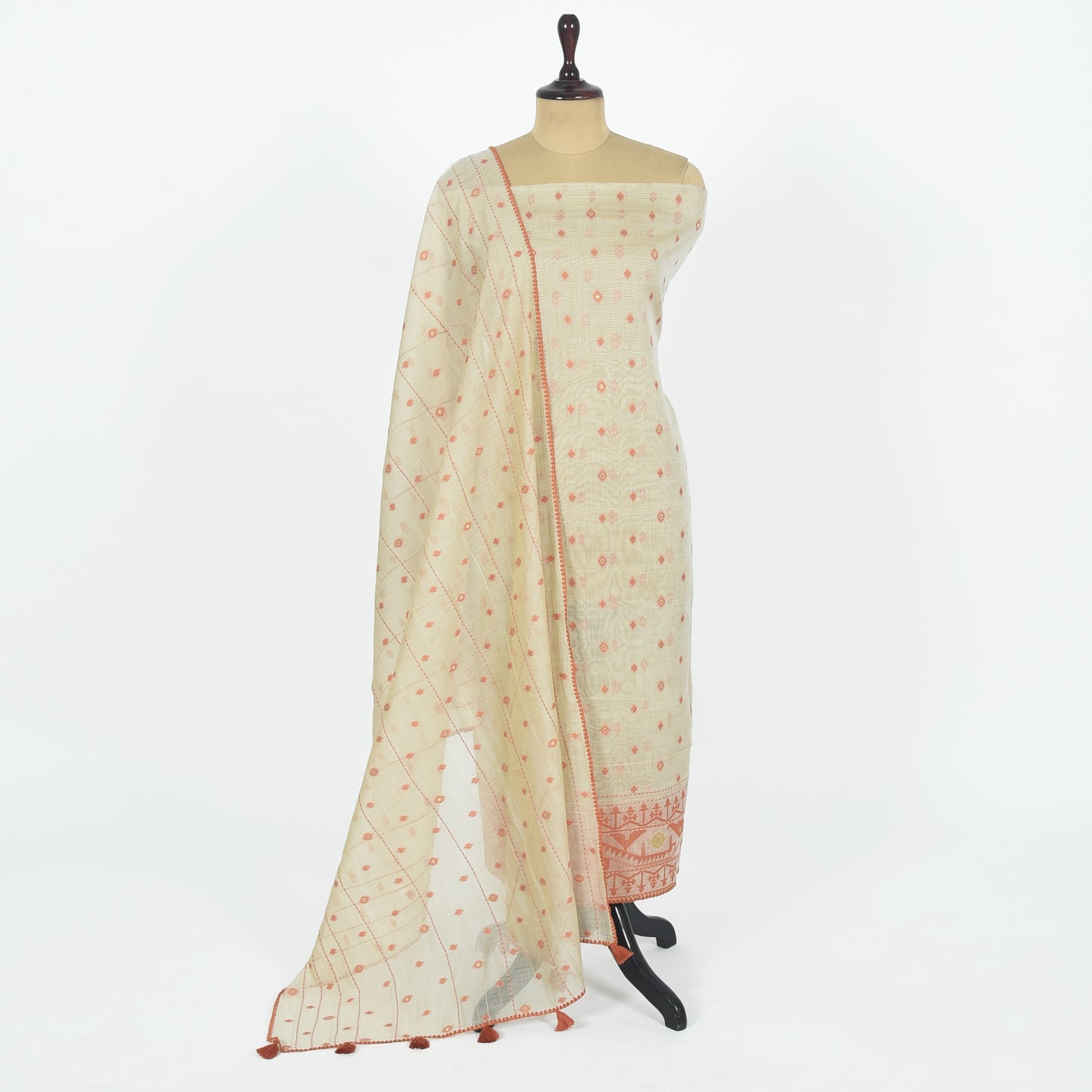 Unstitched Chanderi Suit Set