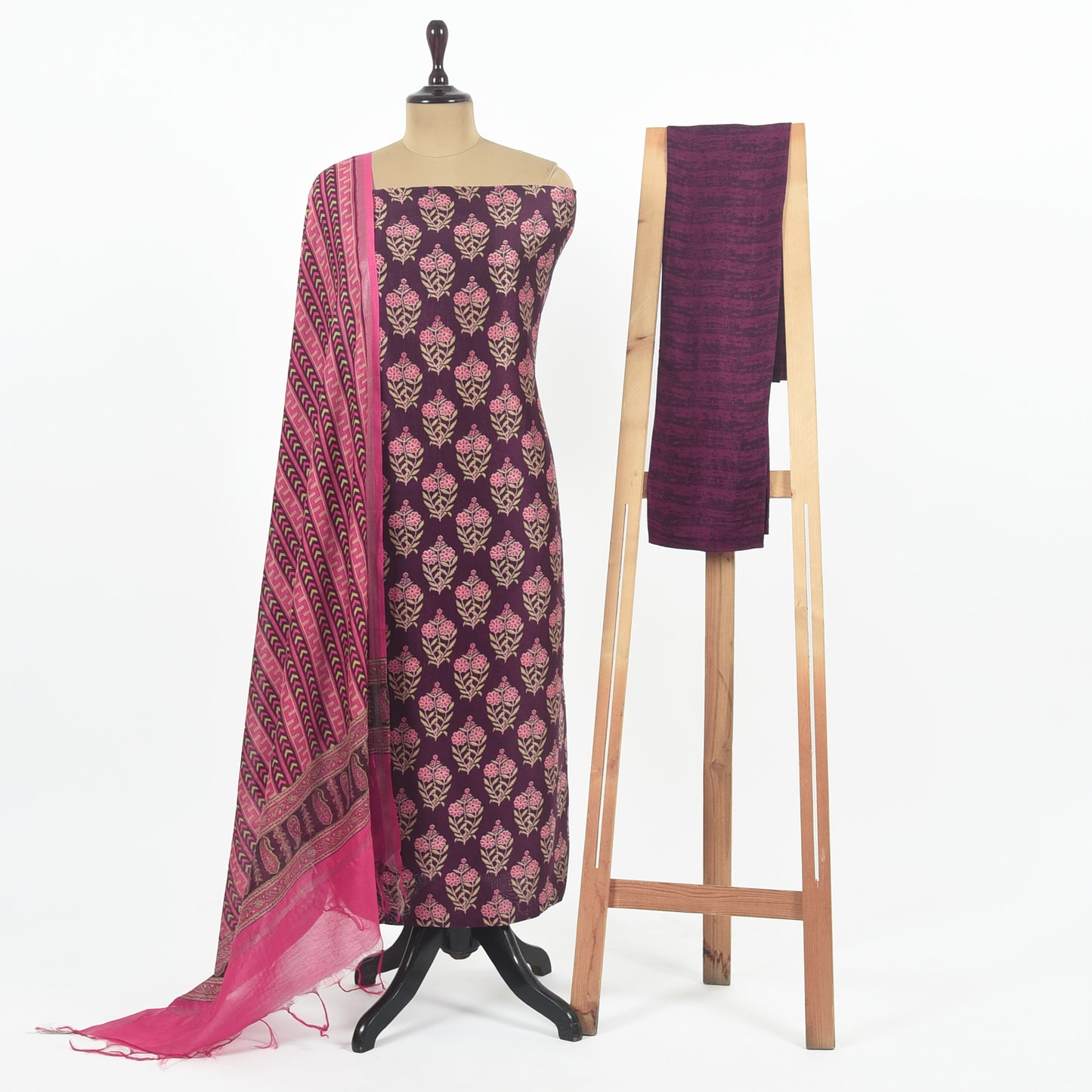 Unstitched Chanderi Suit Set