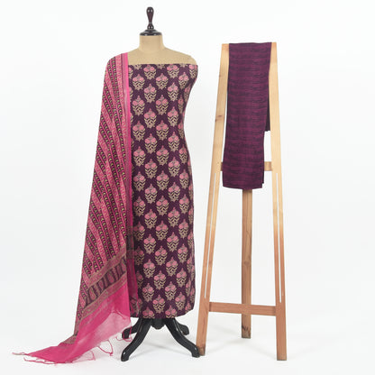 Unstitched Chanderi Suit Set