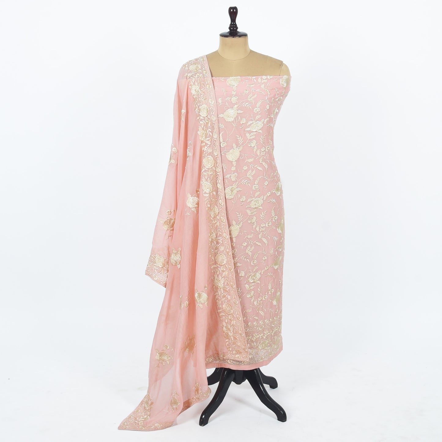 Unstitched Chanderi Suit Set