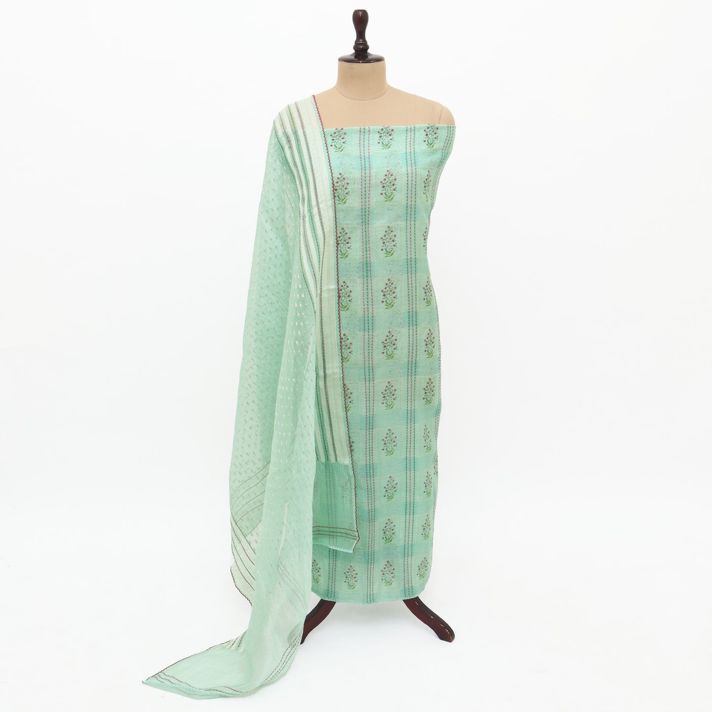 Unstitched Chanderi Suit Set