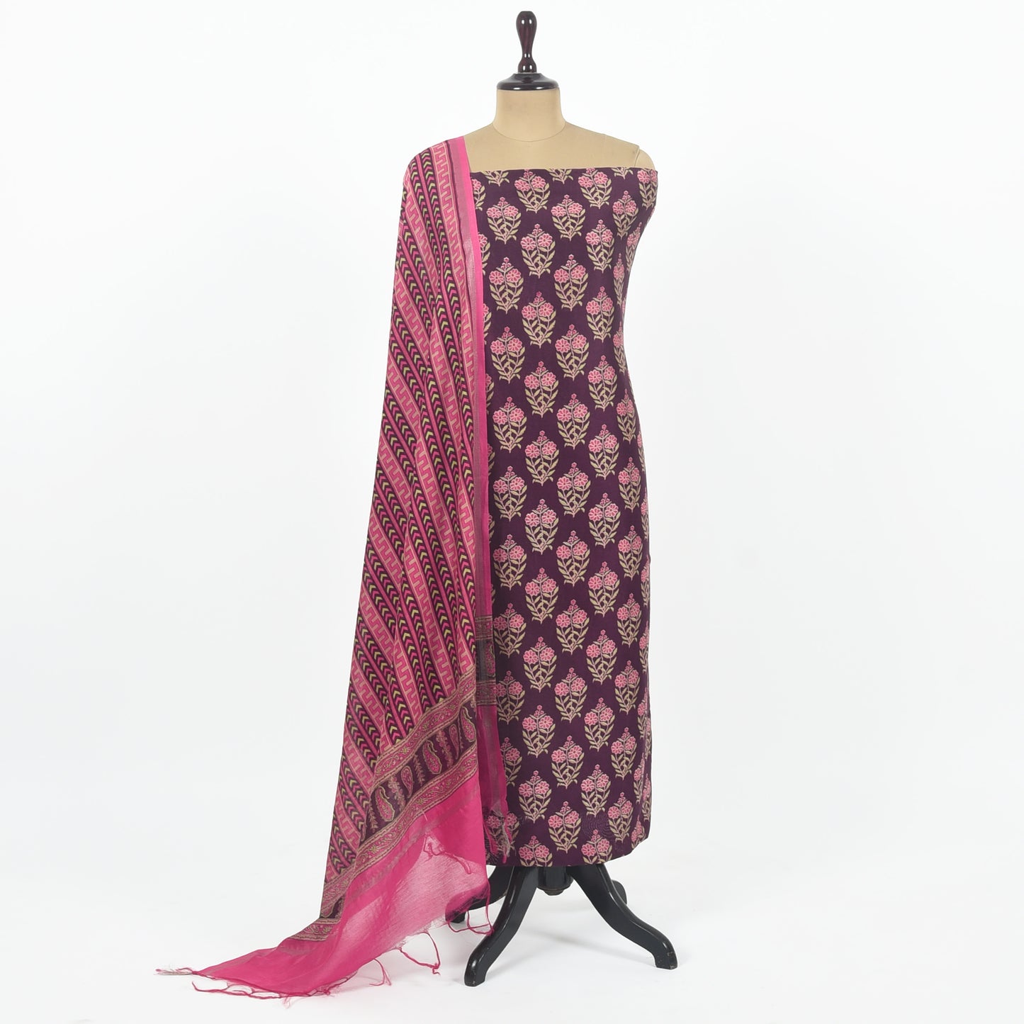 Unstitched Chanderi Suit Set