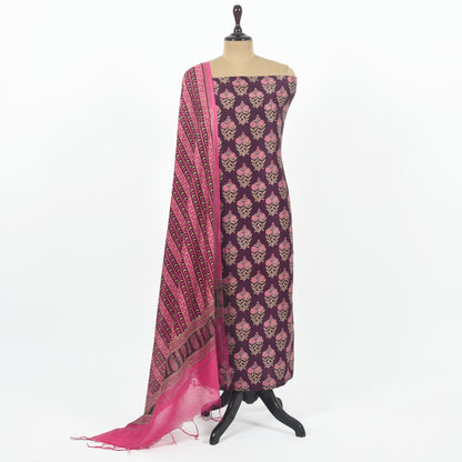 Unstitched Chanderi Suit Set