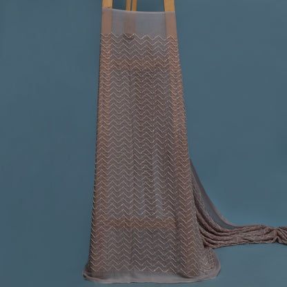 Grey Color Georgette Embroidery Fabric