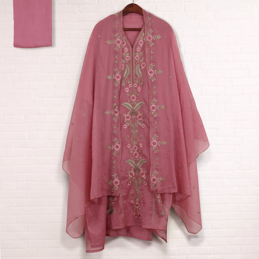 Semi Stitched Chanderi Suit