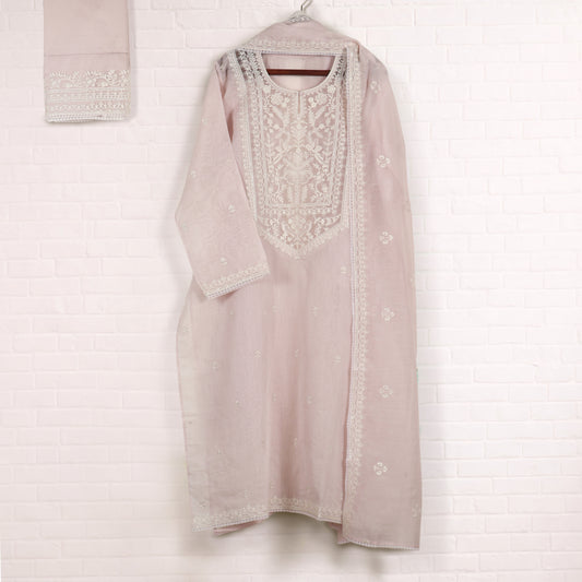 Semi Stitched Chanderi Suit