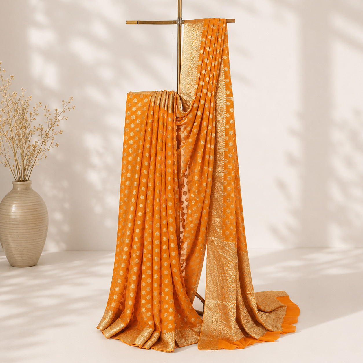 Georgette Boota Unfinished Saree