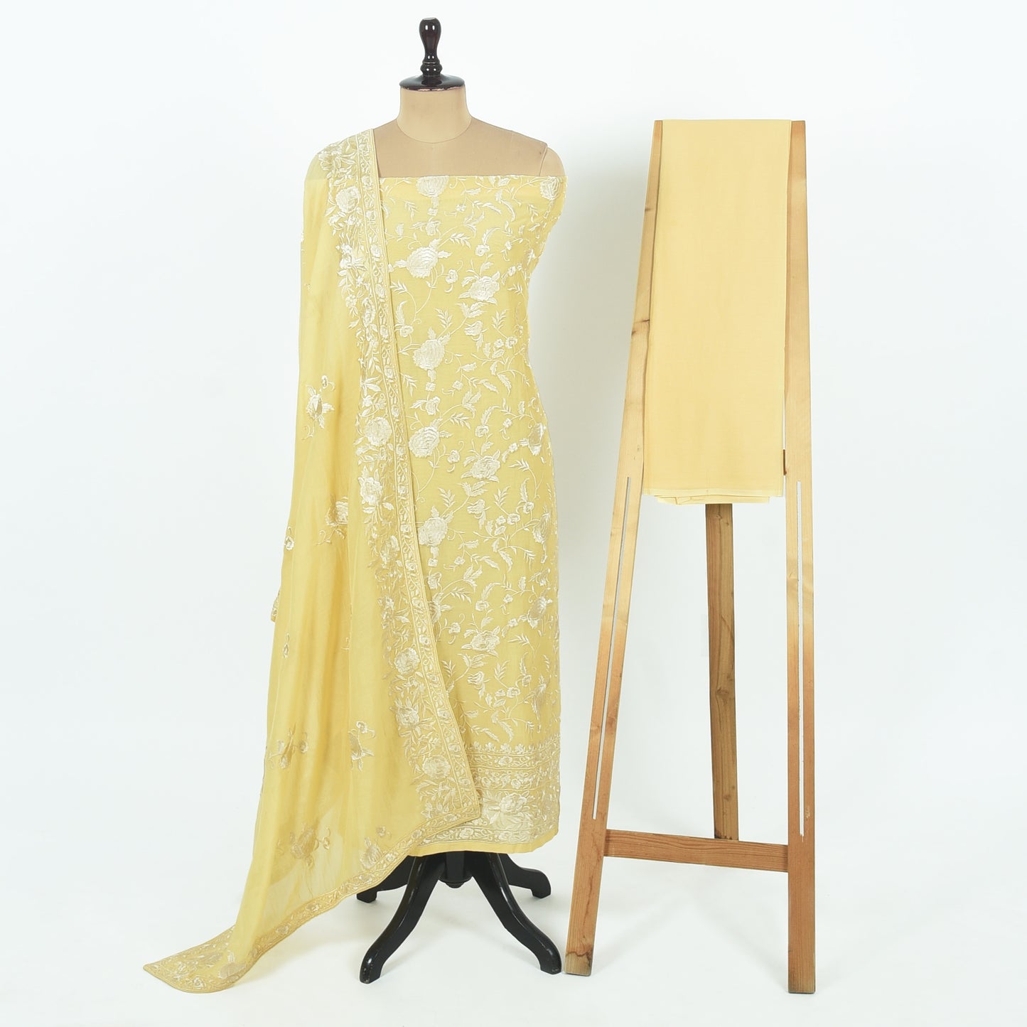 Unstitched Chanderi Suit Set