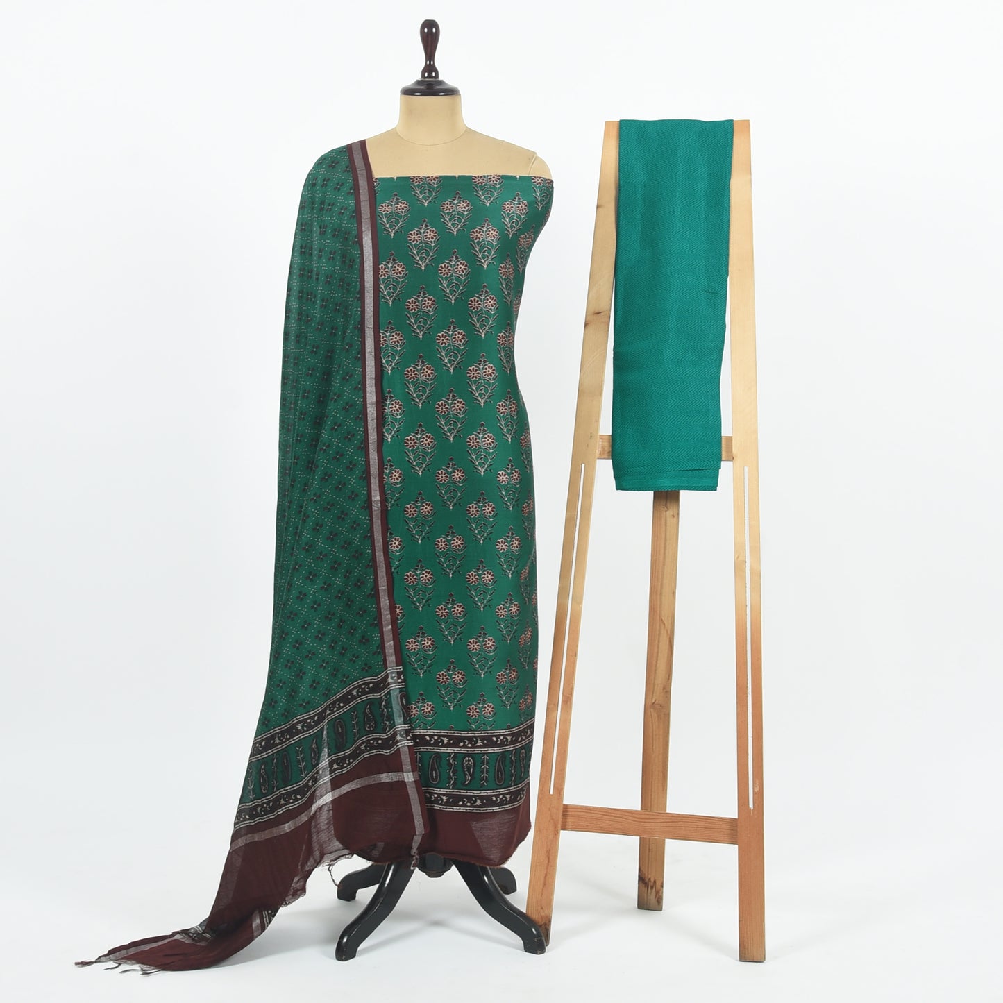 Unstitched Chanderi Suit Set