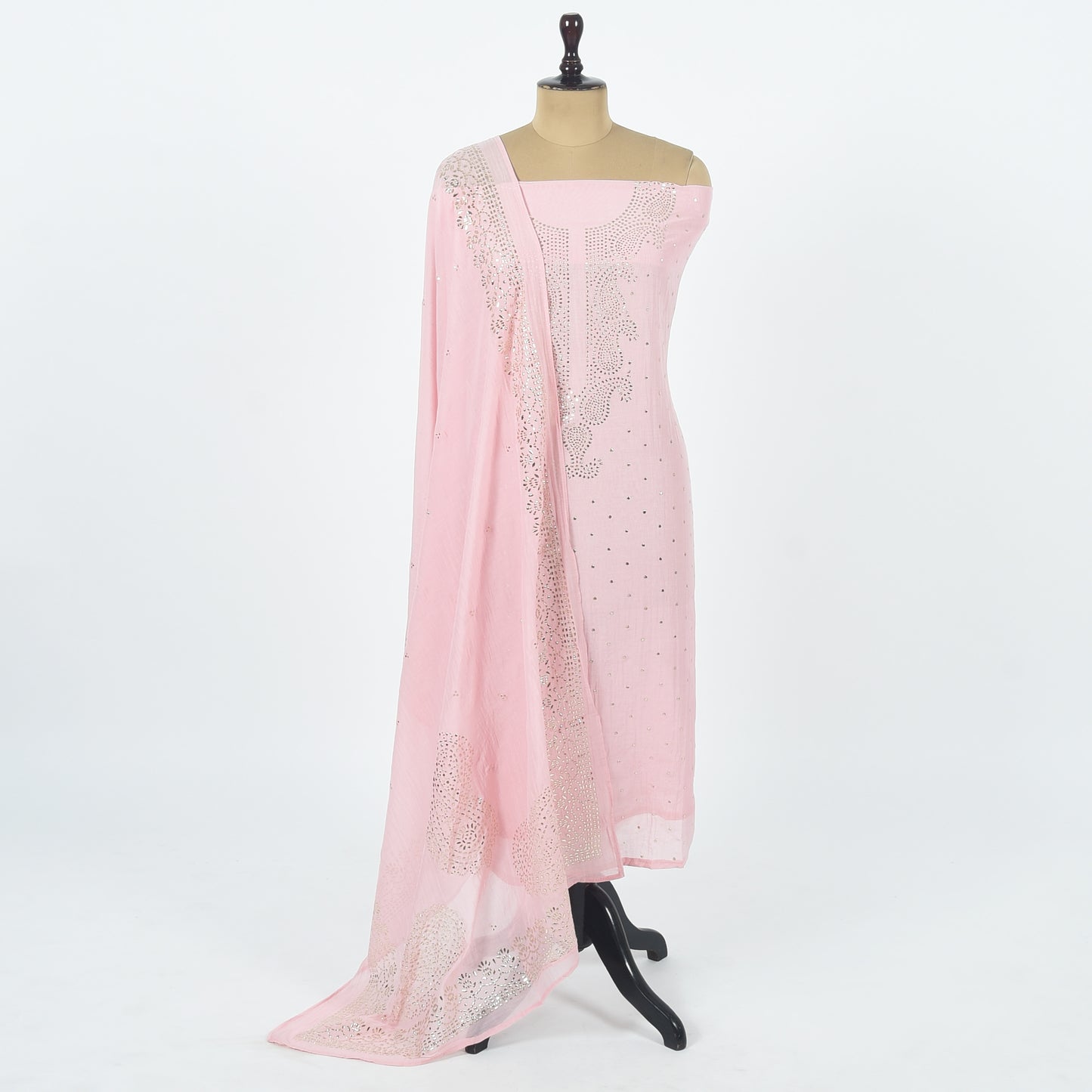 Unstitched Chanderi Suit Set