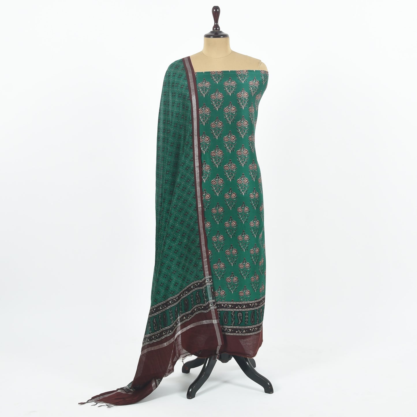 Unstitched Chanderi Suit Set