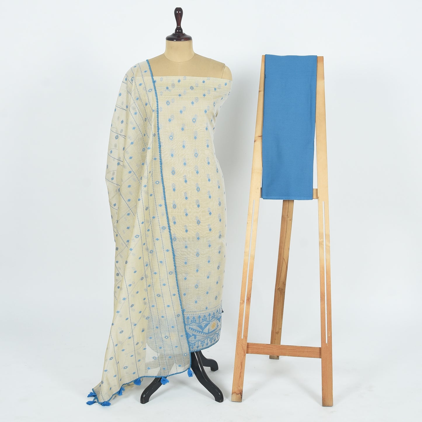 Unstitched Chanderi Suit Set