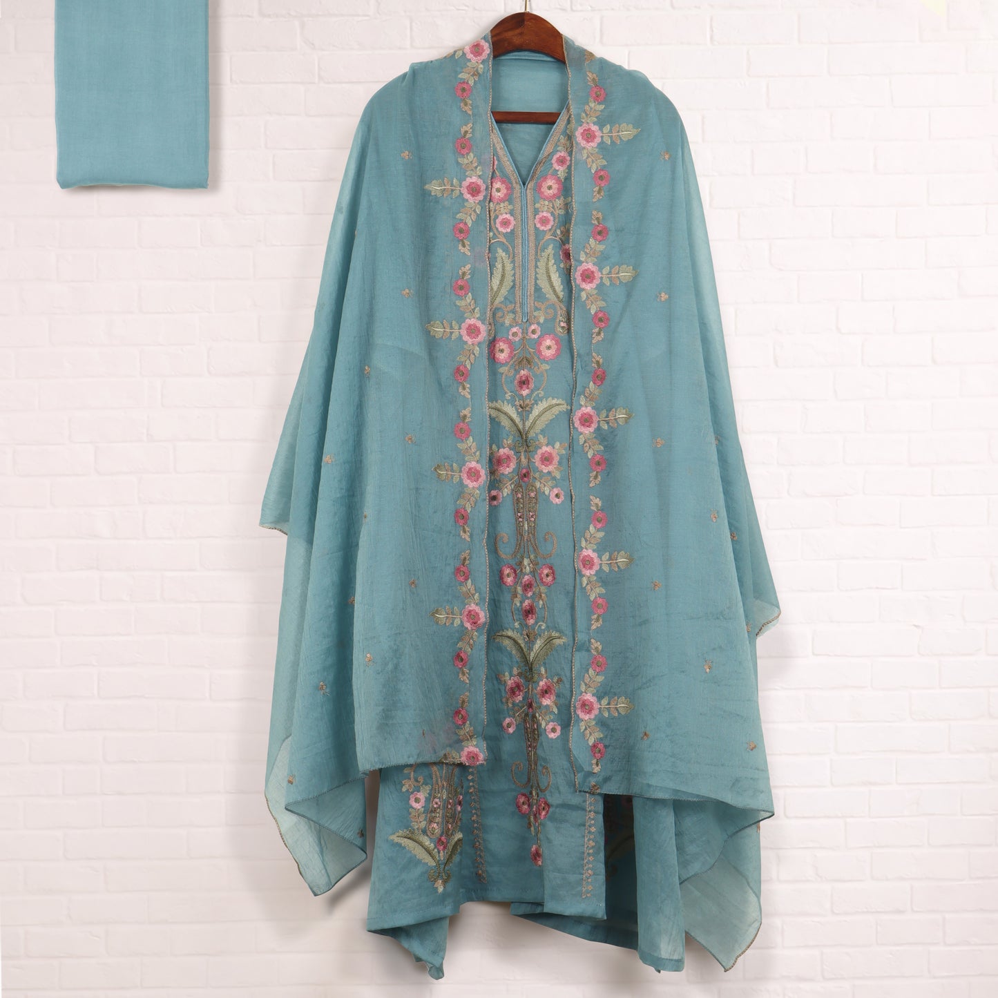 Semi Stitched Chanderi Suit