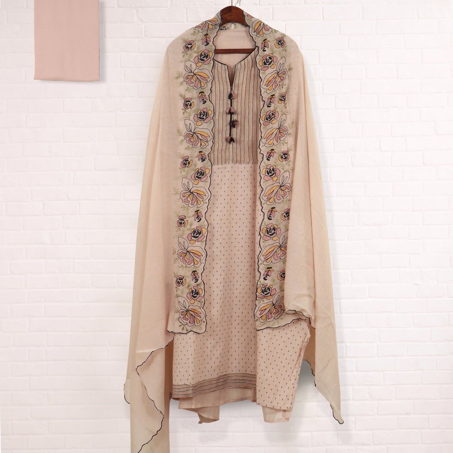 Semi Stitched Chanderi Suit