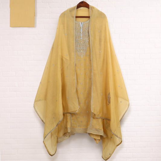 Semi Stitched Chanderi Suit