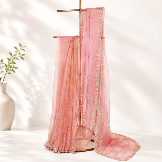 Pink Unfinished Saree for Women