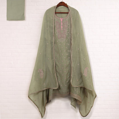 Semi Stitched Chanderi Suit