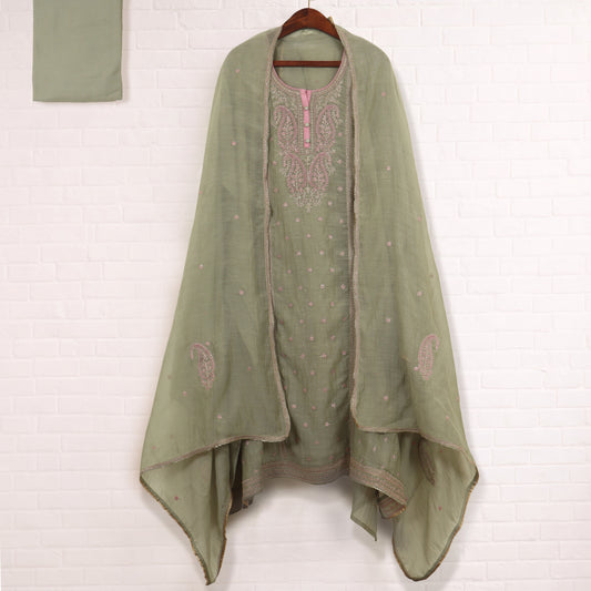 Semi Stitched Chanderi Suit