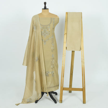 Unstitched Chanderi Suit Set