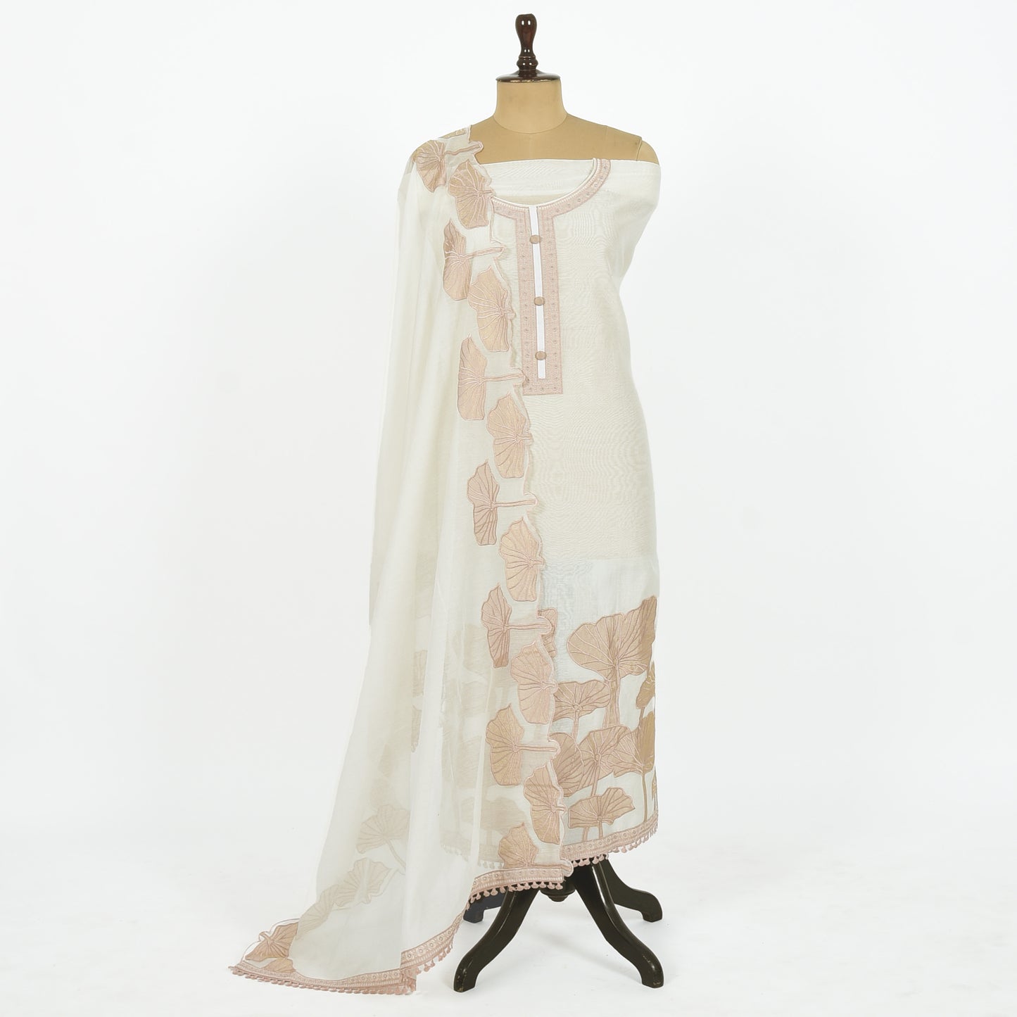 Unstitched Chanderi Suit Set