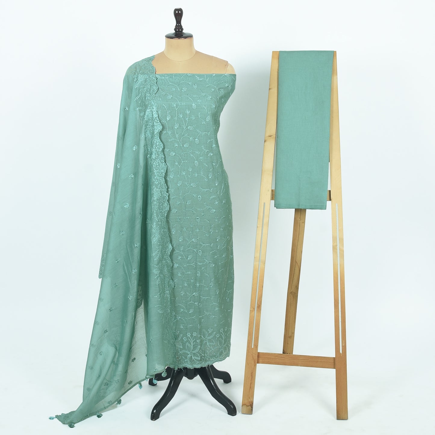 Unstitched Chanderi Suit Set