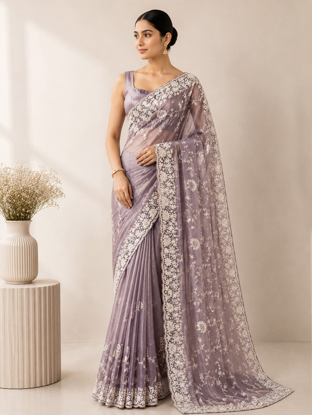 Dusty Lavender Saree