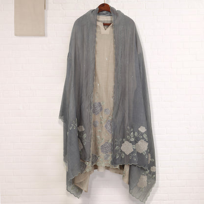 Semi Stitched Chanderi Suit