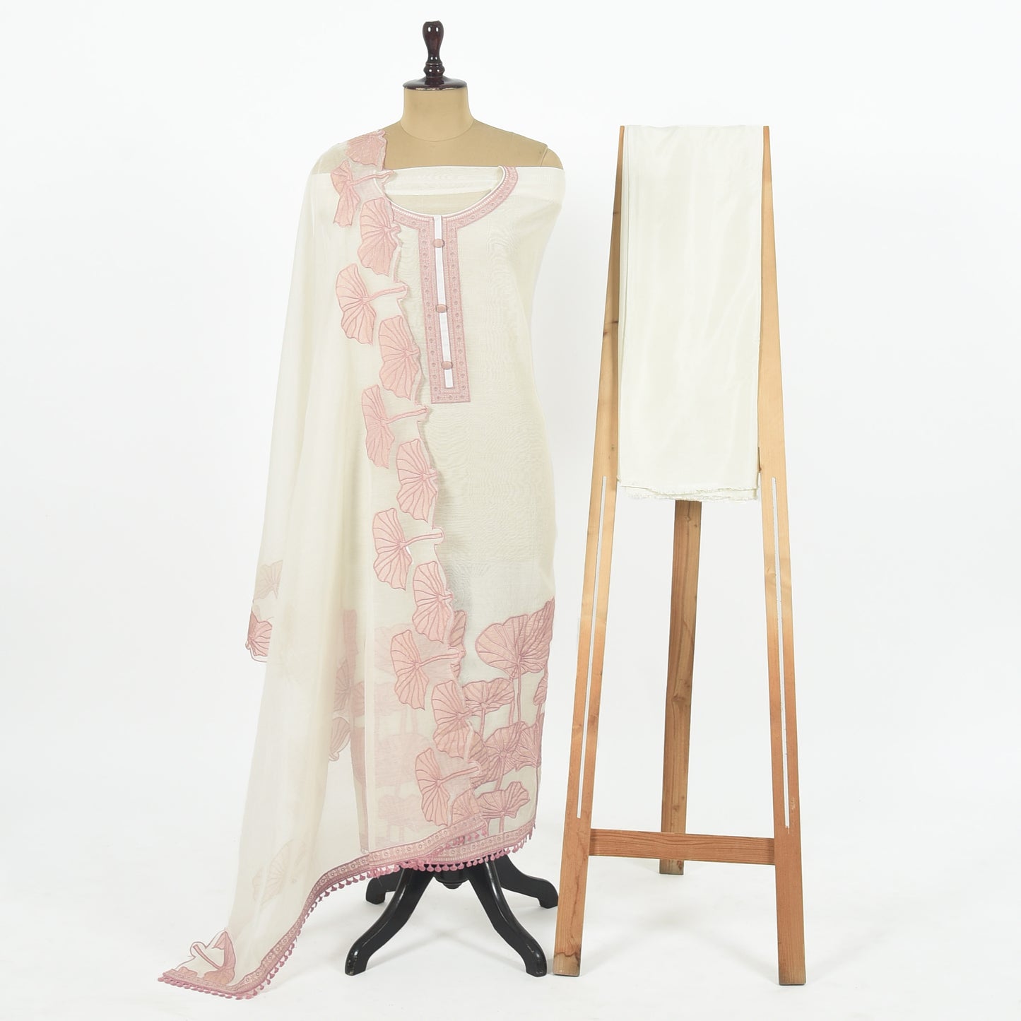 Unstitched Chanderi Suit Set